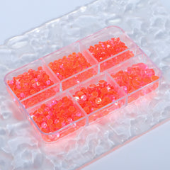 Mixed Sizes 6 Grid Box Mocha Shimmer Dk Orange Glass FlatBack Rhinestones For Nail Art