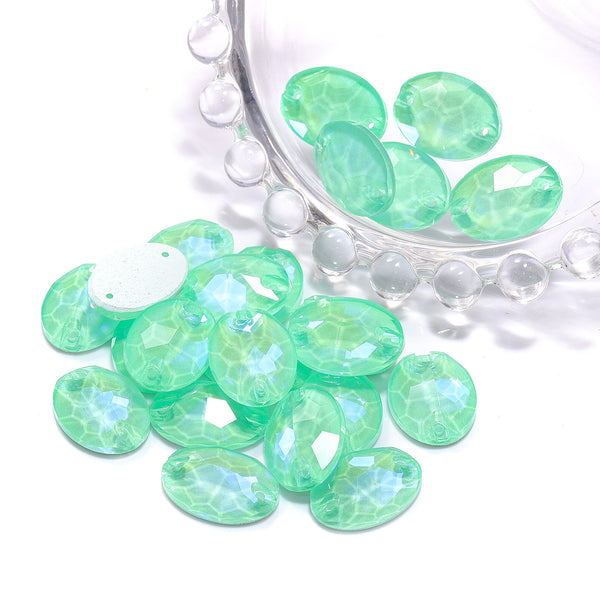 Electric Neon Greenwrap Oval Shape High Quality Glass Sew-on Rhinestones WholesaleRhinestone