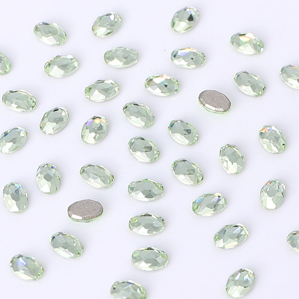 Oval Shape Multi Colors Small Size Glass Beveled Flat Back Fancy Rhinestones For Nail Art WholesaleRhinestone