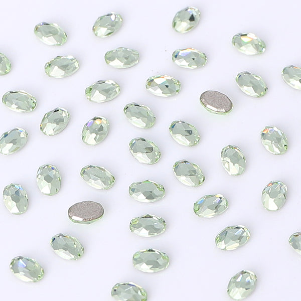 Oval Shape Multi Colors Small Size Glass Beveled Flat Back Fancy Rhinestones For Nail Art WholesaleRhinestone