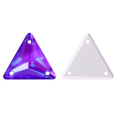 Electric Neon Violet Triangle Shape High Quality Glass Sew-on Rhinestones