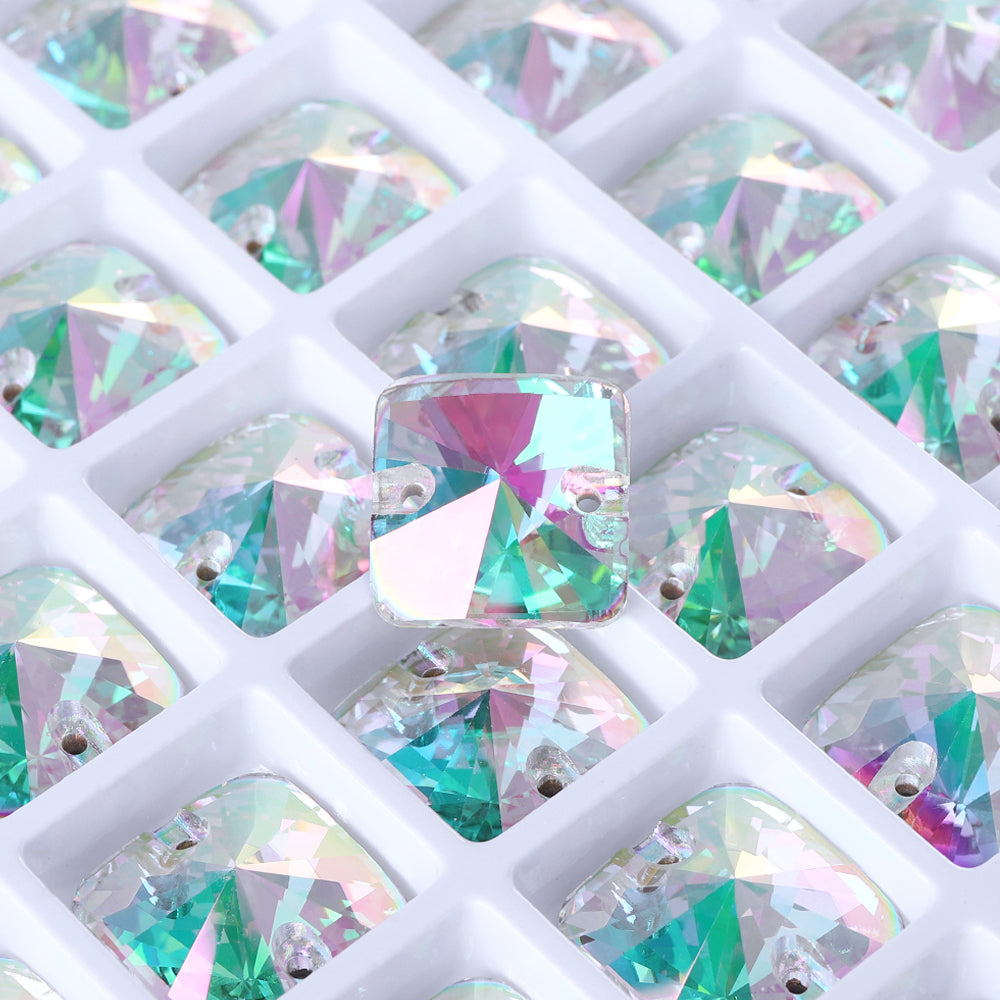 Crystal Phantom Rivoli Square Shape High Quality Glass Sew-on Rhinestones WholesaleRhinestone