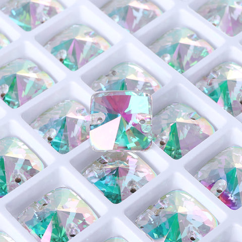 Crystal Phantom Rivoli Square Shape High Quality Glass Sew-on Rhinestones