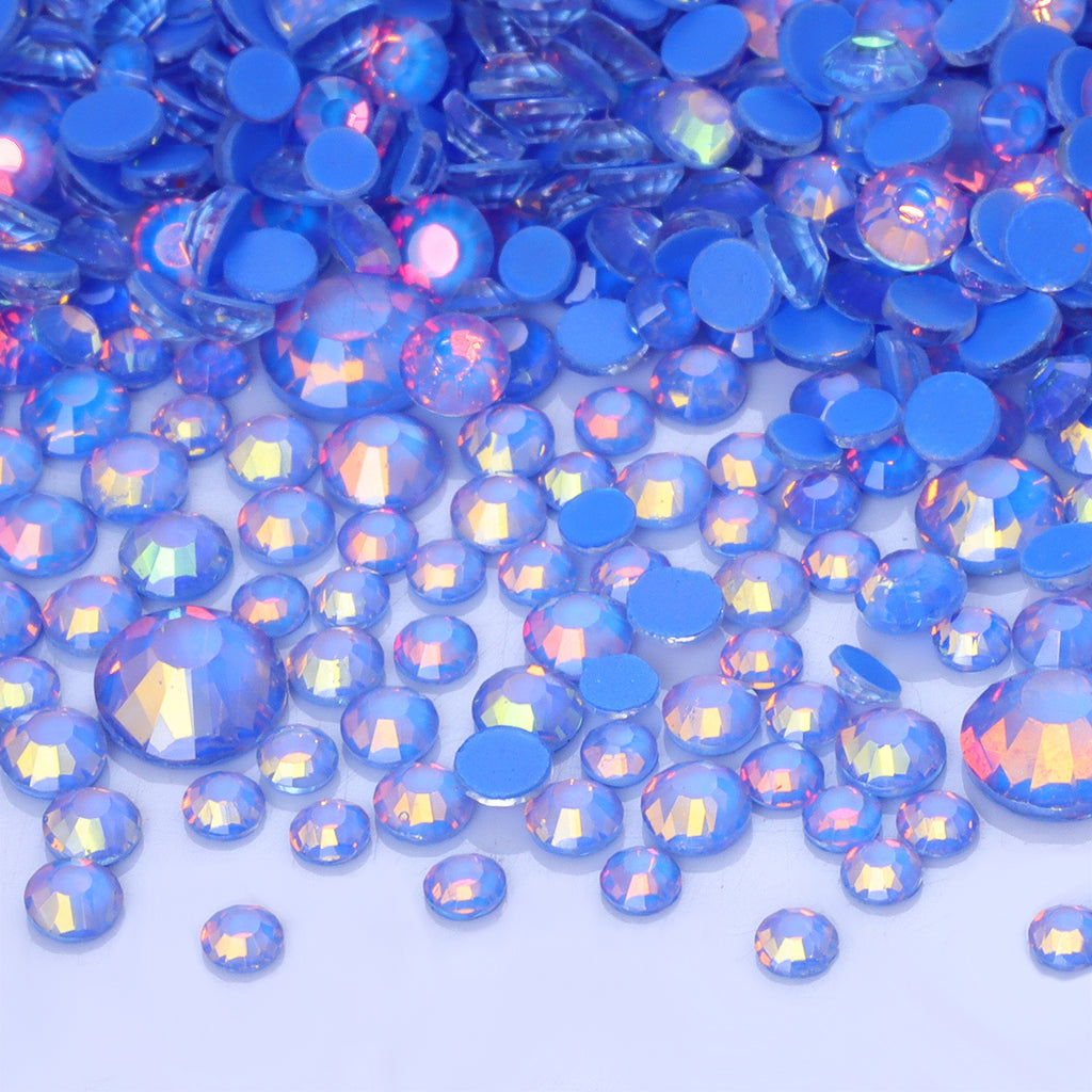 Mixed Sizes Mocha Opal Dk Blue Glass Flat Back Rhinestones For Nail Art WholesaleRhinestone