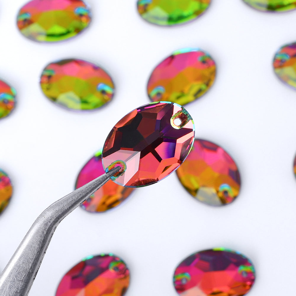 Vitrail Medium Oval Shape High Quality Glass Sew-on Rhinestones WholesaleRhinestone