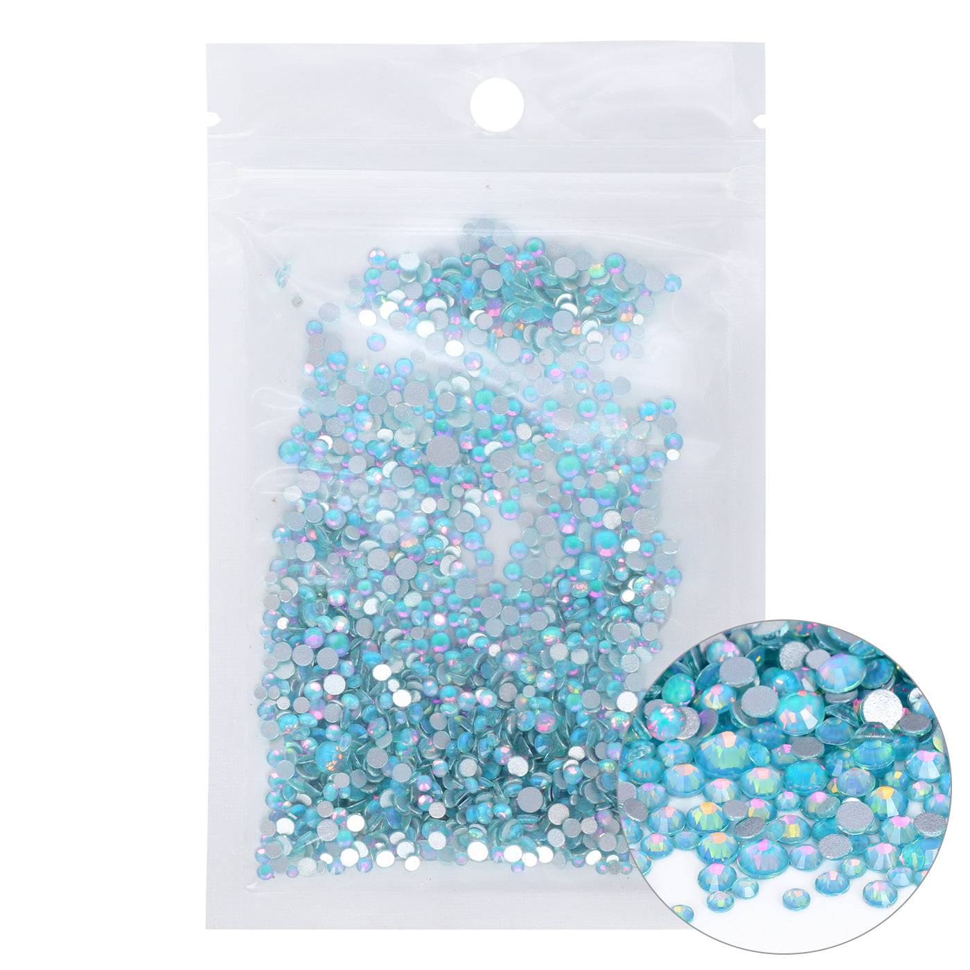 Mixed Sizes Crystal Tiffany Blue Glass FlatBack Rhinestones For Nail Art Silver Back WholesaleRhinestone