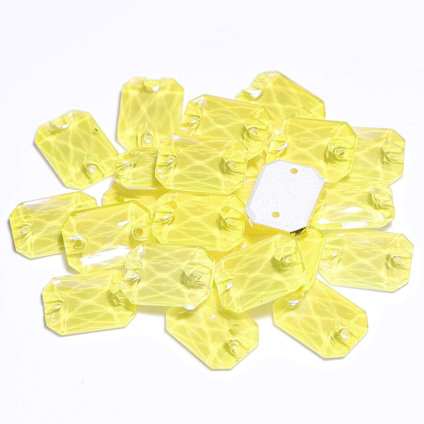 Electric Neon Light Topaz Octagon Shape High Quality Glass Sew-on Rhinestones