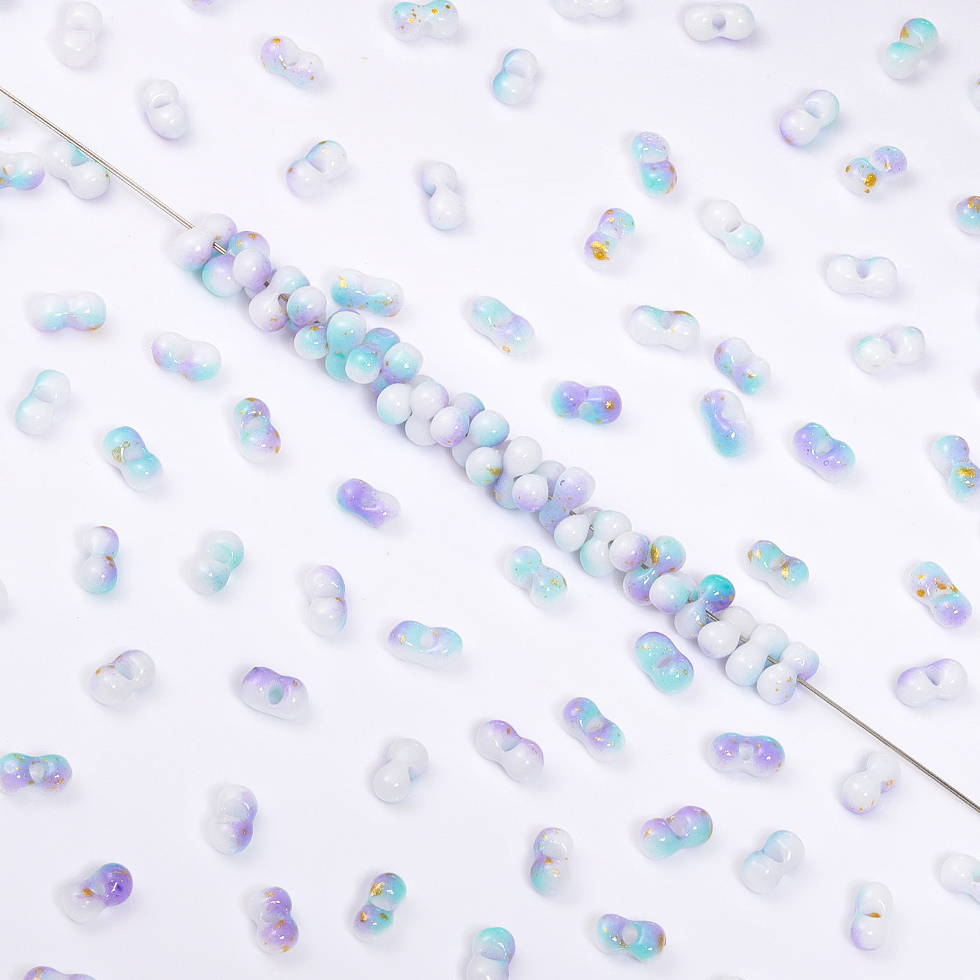 RNB007 Rainbow Effect Peanut Beads Shape Glass Seed Beads WholesaleRhinestone