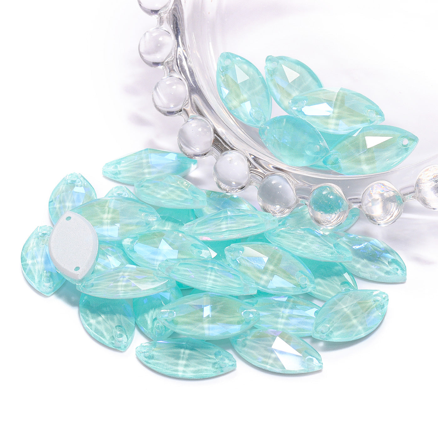 Luz de neón eléctrica Azore Nave Navette Shinestones de vidrio costura de vidrio