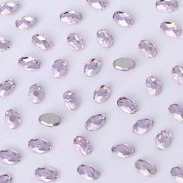 Oval Shape Multi Colors Small Size Glass Beveled Flat Back Fancy Rhinestones For Nail Art WholesaleRhinestone