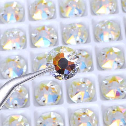 Light Crystal AB XIRIUS Round Shape High Quality Glass Sew-on Rhinestones