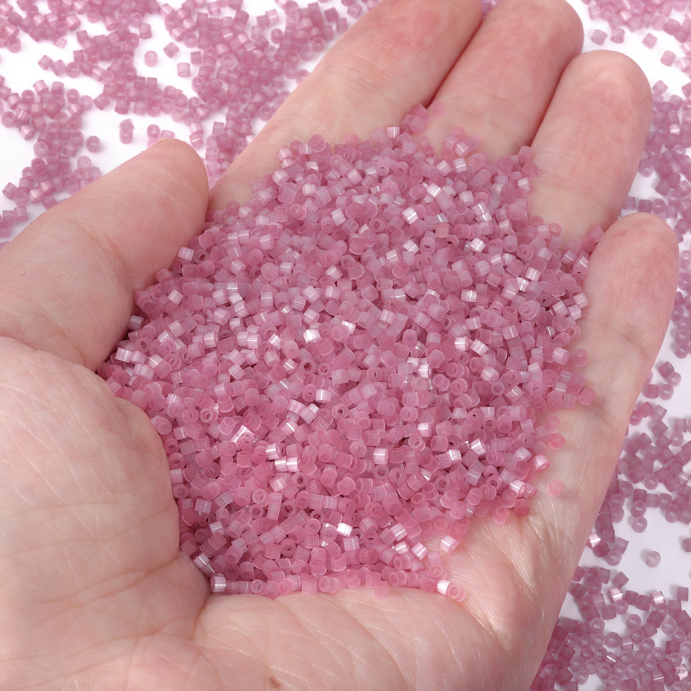 Transparent Fiber-Optic Tea Rose Cat's Eye Color Hight Quality Glass Cylinder Seed Beads 1.6 MM Size MY4006 WholesaleRhinestone