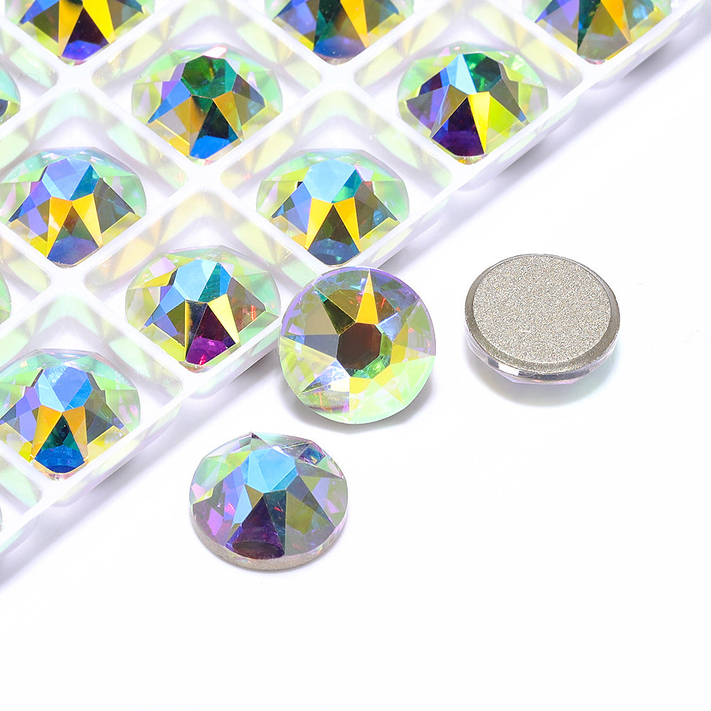 Crystal AB XIRIUS Round Shape High Quality Glass Beveled Flat Back Rhinestones
