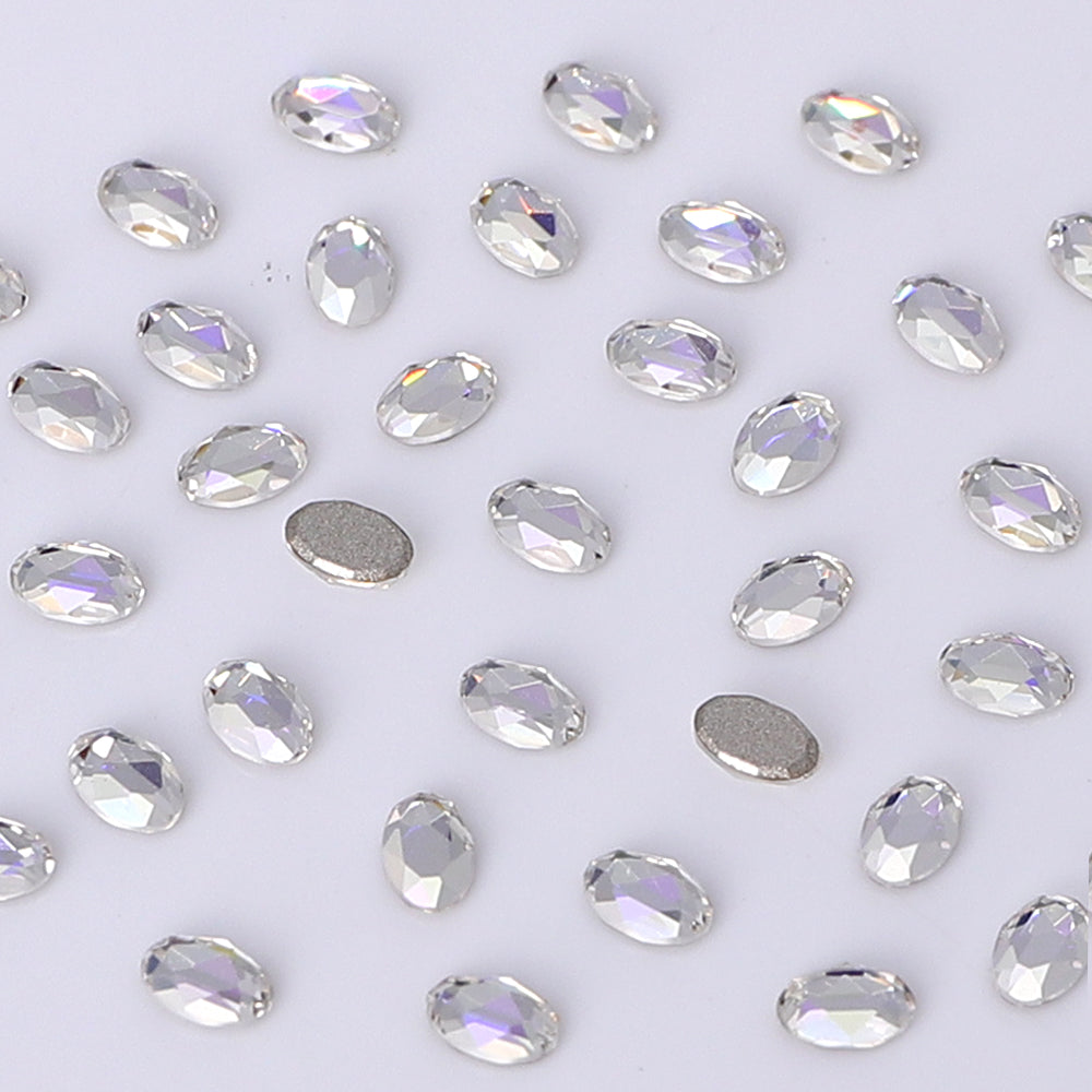 Oval Shape Multi Colors Small Size Glass Beveled Flat Back Fancy Rhinestones For Nail Art WholesaleRhinestone