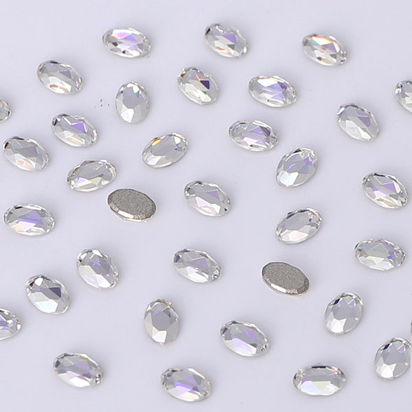 Oval Shape Multi Colors Small Size Glass Beveled Flat Back Fancy Rhinestones For Nail Art WholesaleRhinestone