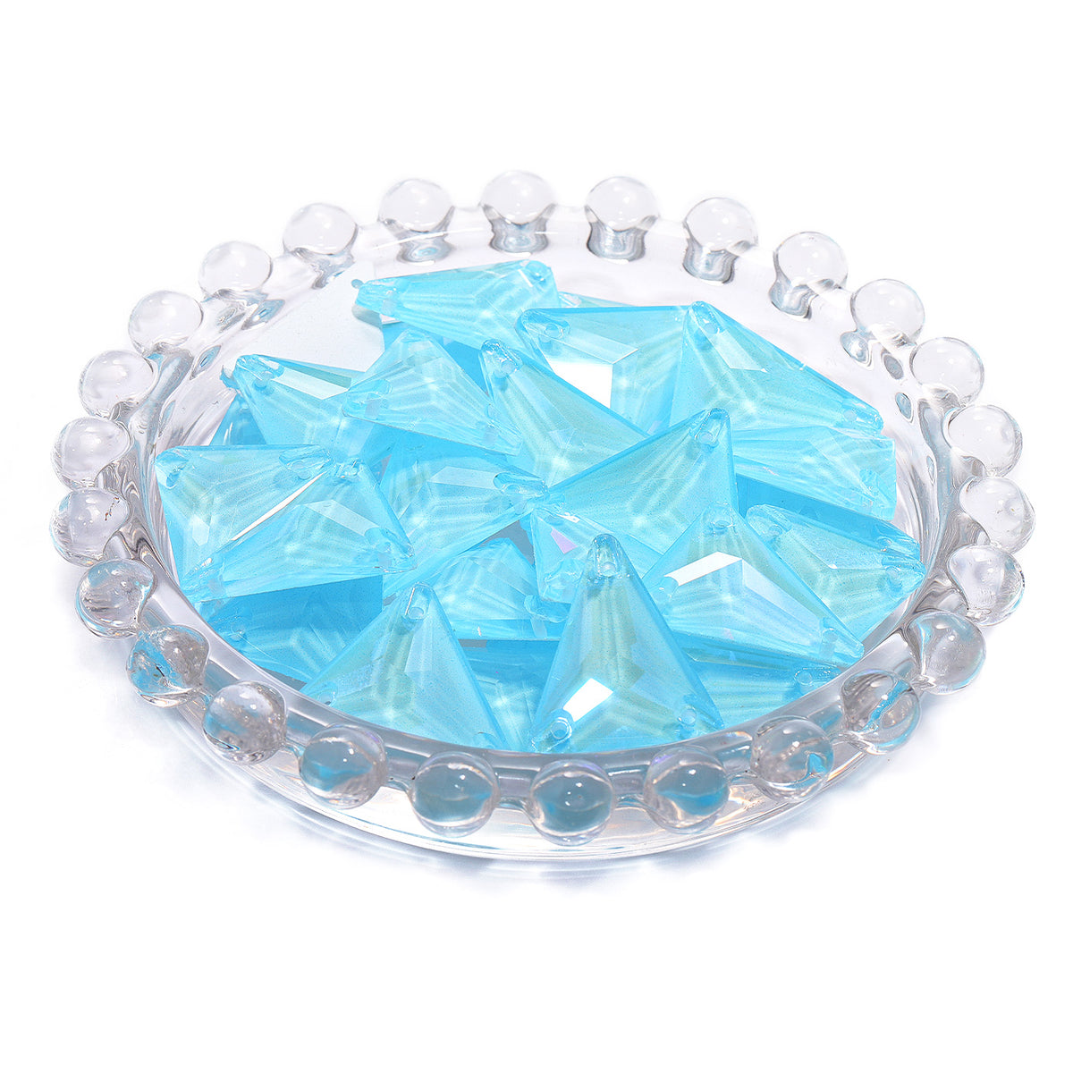 Electric Neon Aquamarine Slim Triangle Shape High Quality Glass Sew-on Rhinestones WholesaleRhinestone