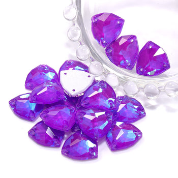 Electric Neon Violet Trilliant Shape High Quality Glass Sew-on Rhinestones WholesaleRhinestone