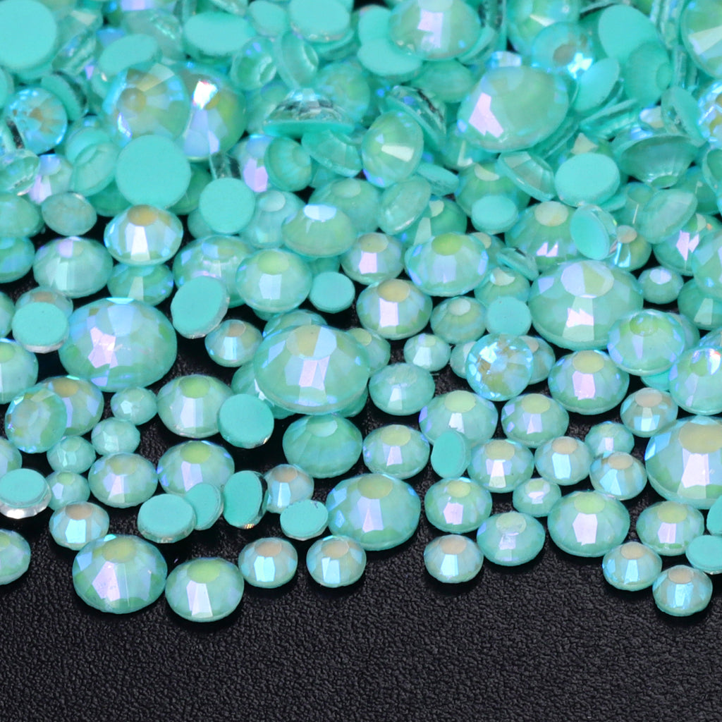 Mixed Sizes Neon Turquoise AB Glass Flat Back Rhinestones For Nail Art WholesaleRhinestone