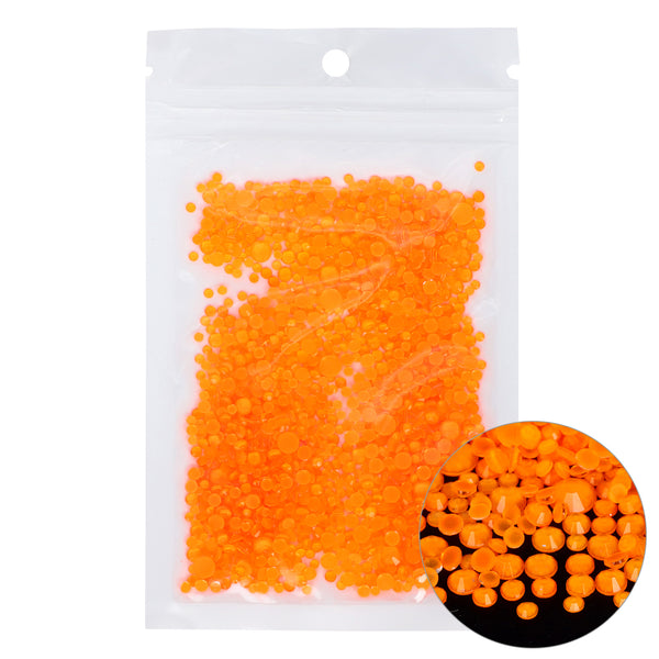 Mixed Sizes Mocha Neon Lt Orange Glass Flat Back Rhinestones For Nail Art WholesaleRhinestone