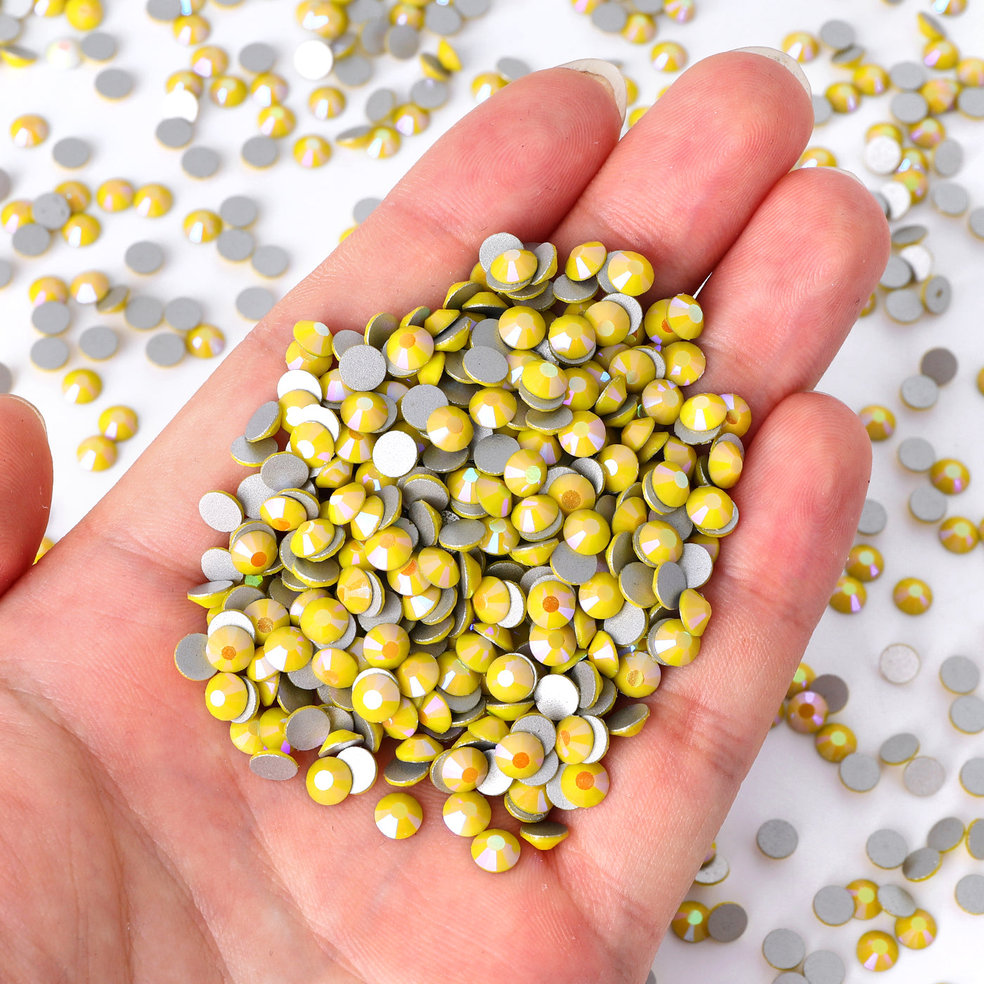 Yellow Porcelain Light Glass FlatBack Rhinestones Silver Back WholesaleRhinestone