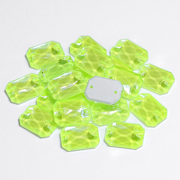 Electric Neon Jonquil Octagon Shape High Quality Glass Sew-on Rhinestones WholesaleRhinestone