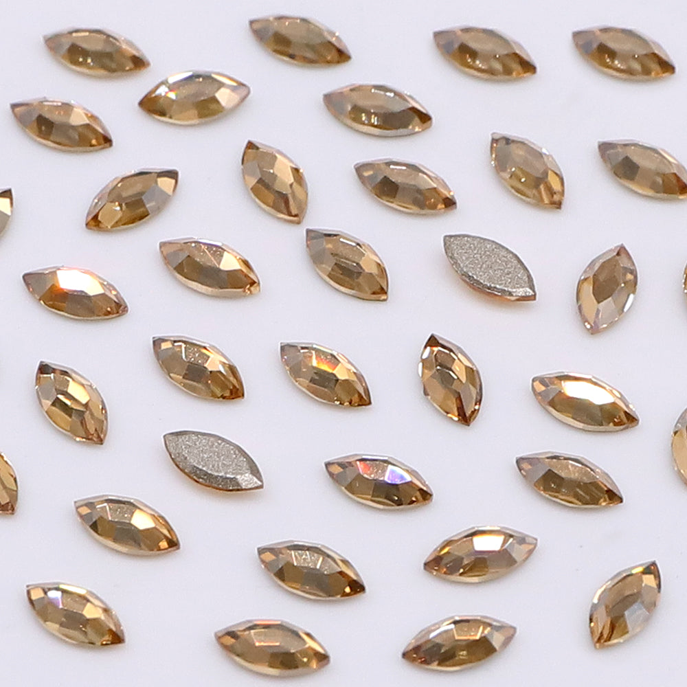Navette Shape Multi Colors Small Size Glass Beveled Flat Back Fancy Rhinestones For Nail Art WholesaleRhinestone