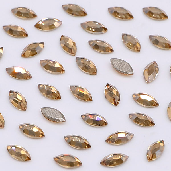 Navette Shape Multi Colors Small Size Glass Beveled Flat Back Fancy Rhinestones For Nail Art WholesaleRhinestone
