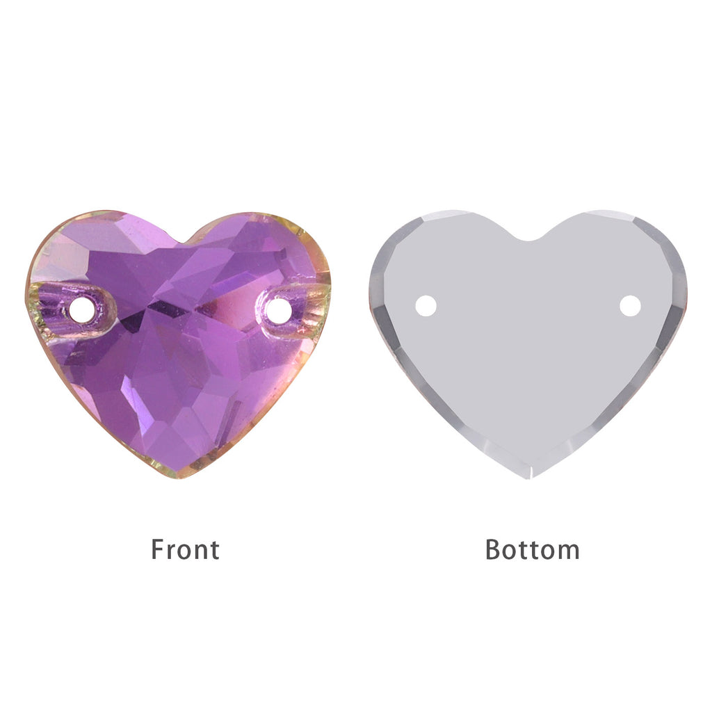 Vitrail Light Heart Shape High Quality Glass Sew-on Rhinestones WholesaleRhinestone