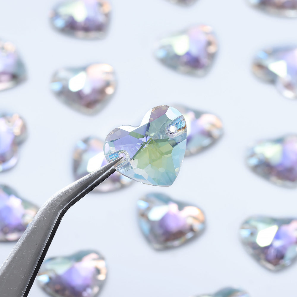 Crystal Transmission Heart Shape High Quality Glass Sew-on Rhinestones
