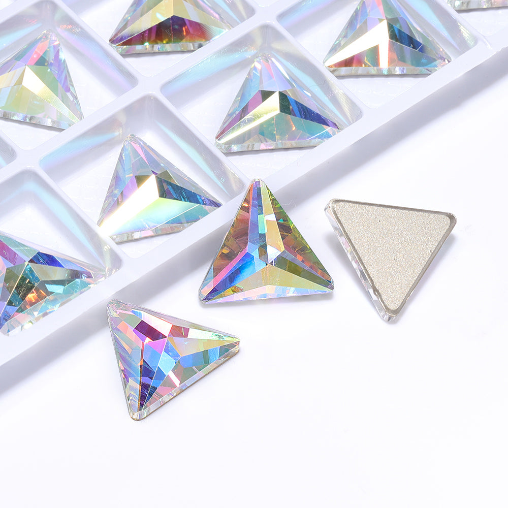 Crystal AB Rivoli Triangle Shape High Quality Glass Beveled Flat Back Rhinestones