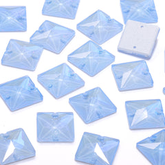 Electric Neon Light Blue Square Shape High Quality Glass Sew-on Rhinestones