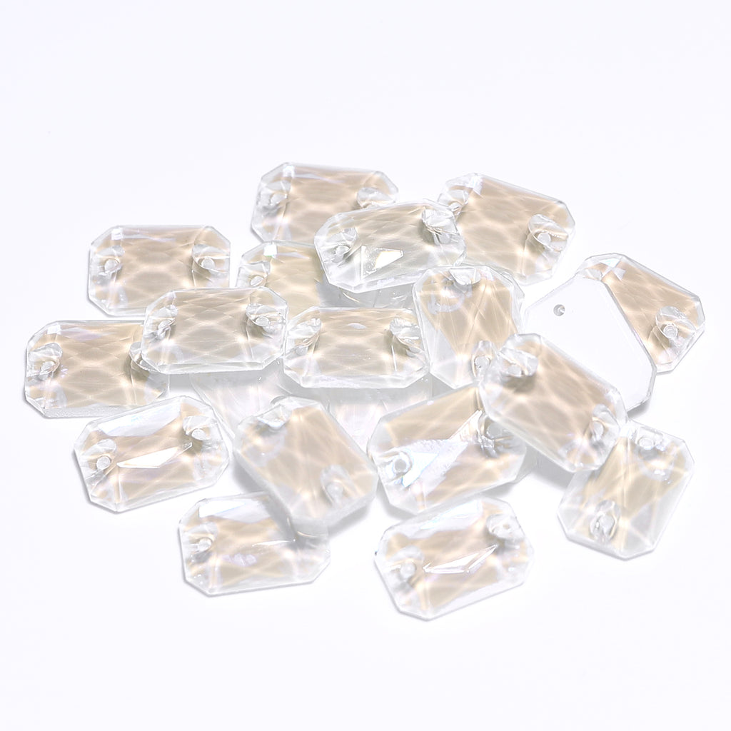 Electric Neon White Octagon Shape High Quality Glass Sew-on Rhinestones