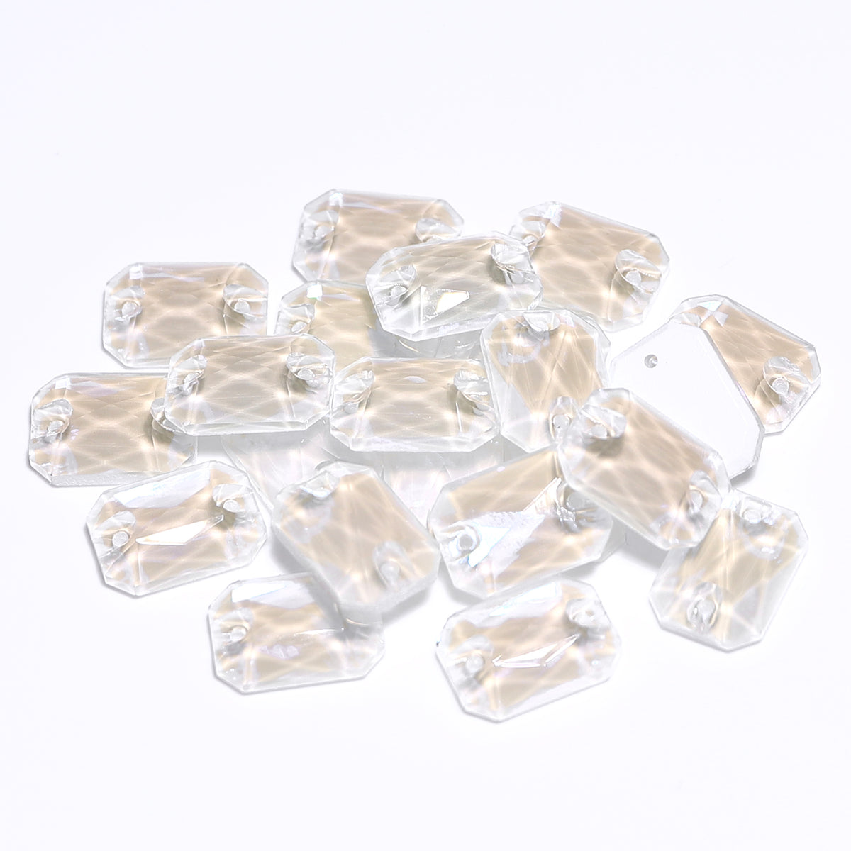Electric Neon White Octagon Shape High Quality Glass Sew-on Rhinestones