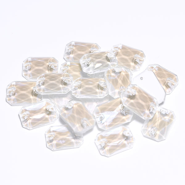 Electric Neon White Octagon Shape High Quality Glass Sew-on Rhinestones