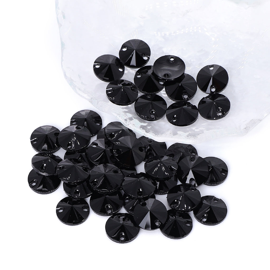 Rivoli Black Resin Sew-On Rhinestones para fantasia de dança