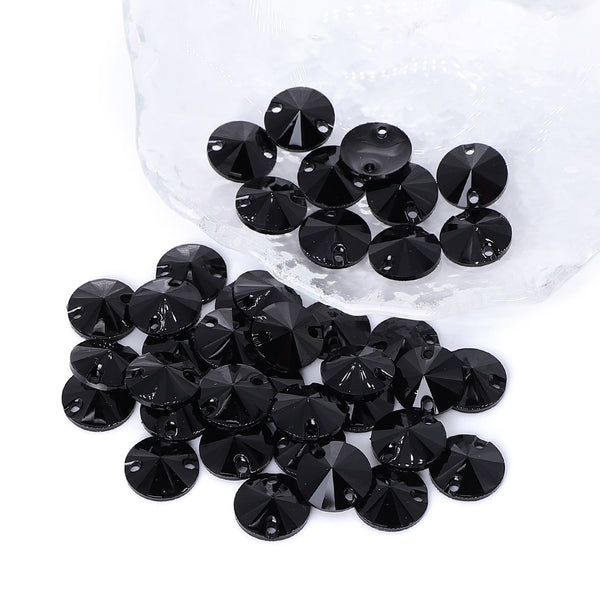 Rivoli Black Resin Sew-On Rhinestones para fantasia de dança