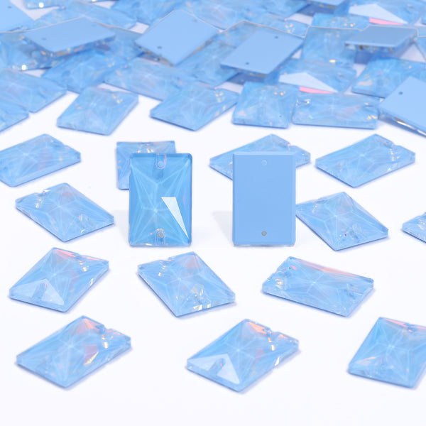 Light Sapphire AM Rectangle Shape High Quality Glass Sew-on Rhinestones