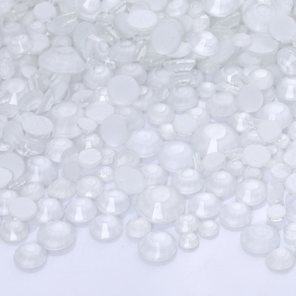 Mixed Sizes Mocha Neon White Glass Flat Back Rhinestones For Nail Art WholesaleRhinestone