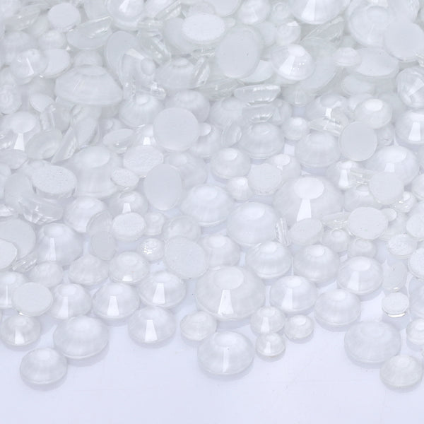Mixed Sizes Mocha Neon White Glass Flat Back Rhinestones For Nail Art WholesaleRhinestone