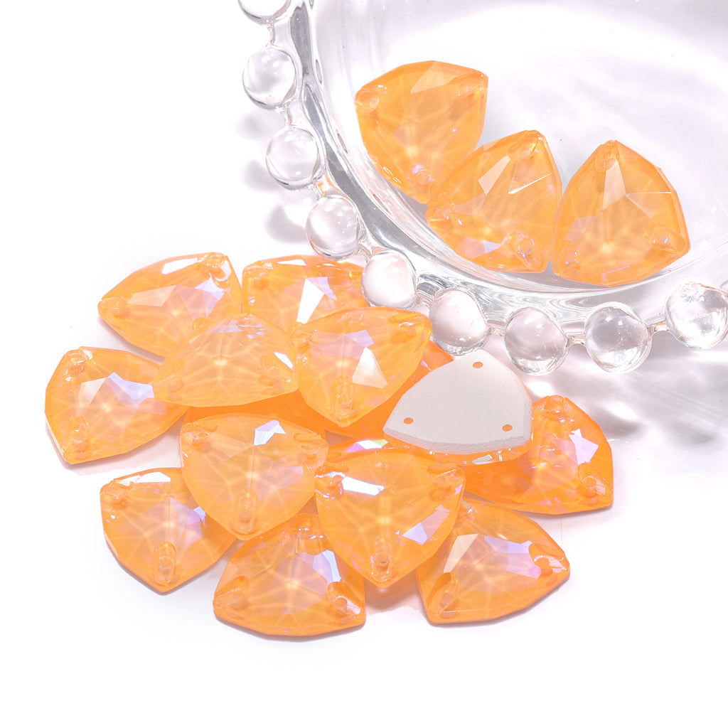 Electric Neon Sunflower Trilliant Shape High Quality Glass Sew-on Rhinestones