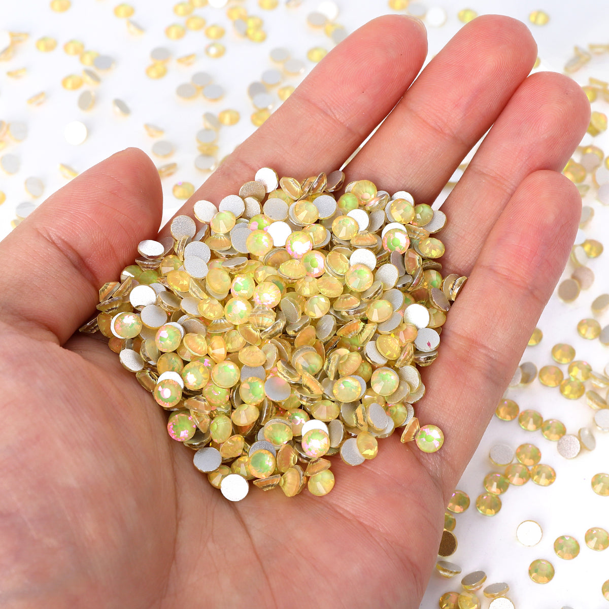 Flashing Desert Yellow Glass FlatBack Rhinestones Silver Back WholesaleRhinestone