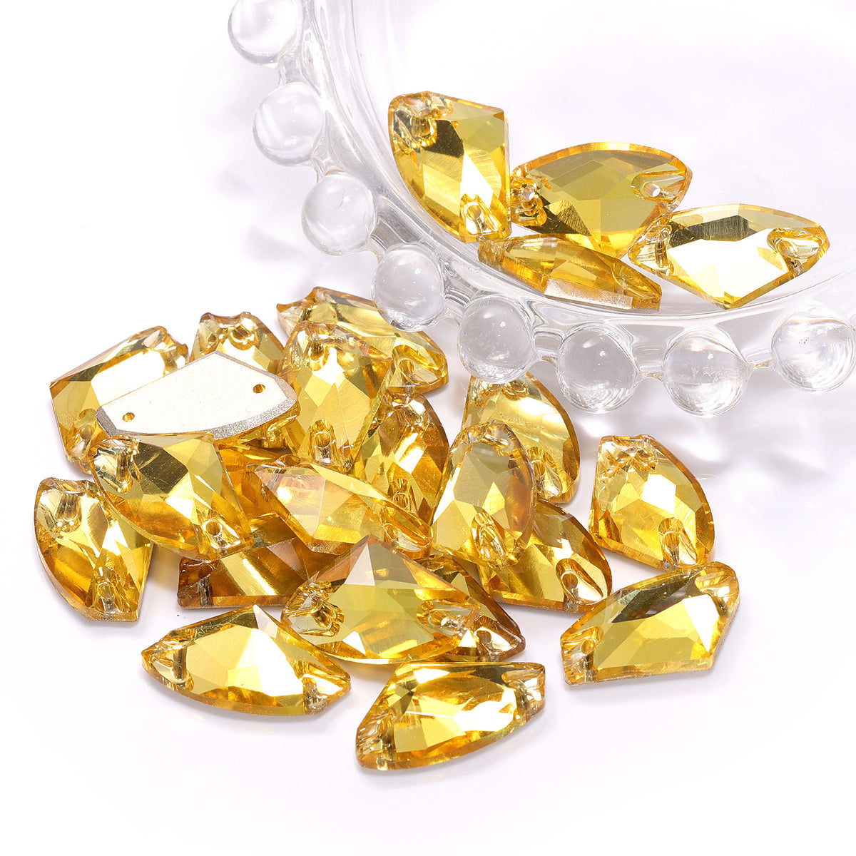Light Topaz Galactic Shape High Quality Glass Sew-on Rhinestones WholesaleRhinestone