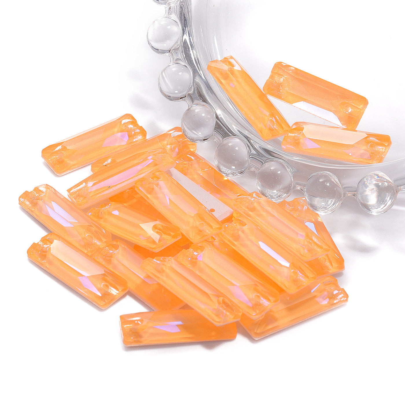 Electric Neon Sunflower Cosmic Baguette Shape High Quality Glass Sew-on Rhinestones