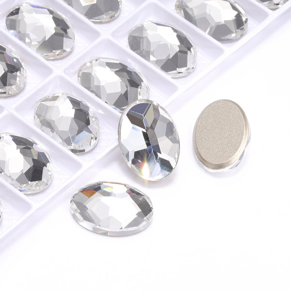 Crystal Oval Shape High Quality Glass Beveled Flat Back Rhinestones WholesaleRhinestone