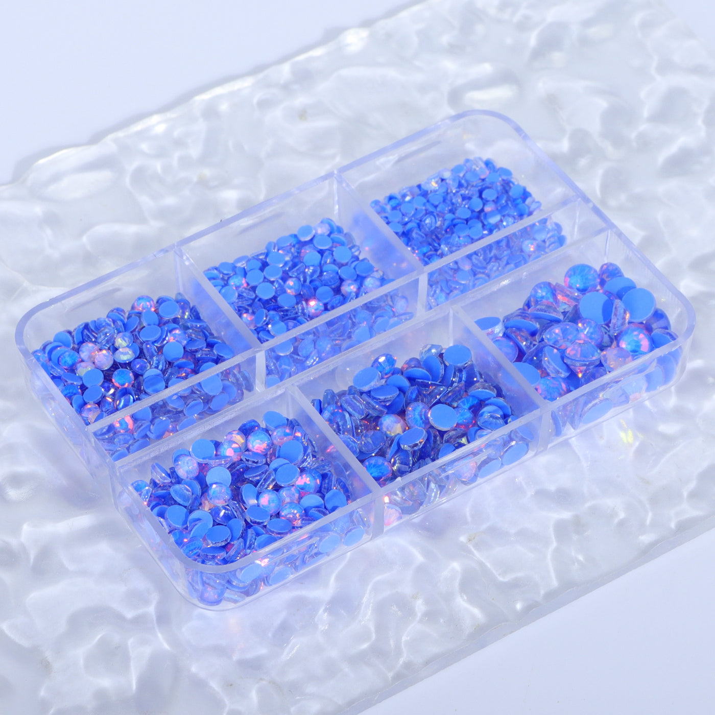 Mixed Sizes 6 Grid Box Mocha Opal Dk Blue Glass FlatBack Rhinestones For Nail Art WholesaleRhinestone