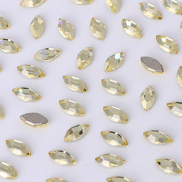 Navette Shape Multi Colors Small Size Glass Beveled Flat Back Fancy Rhinestones For Nail Art WholesaleRhinestone