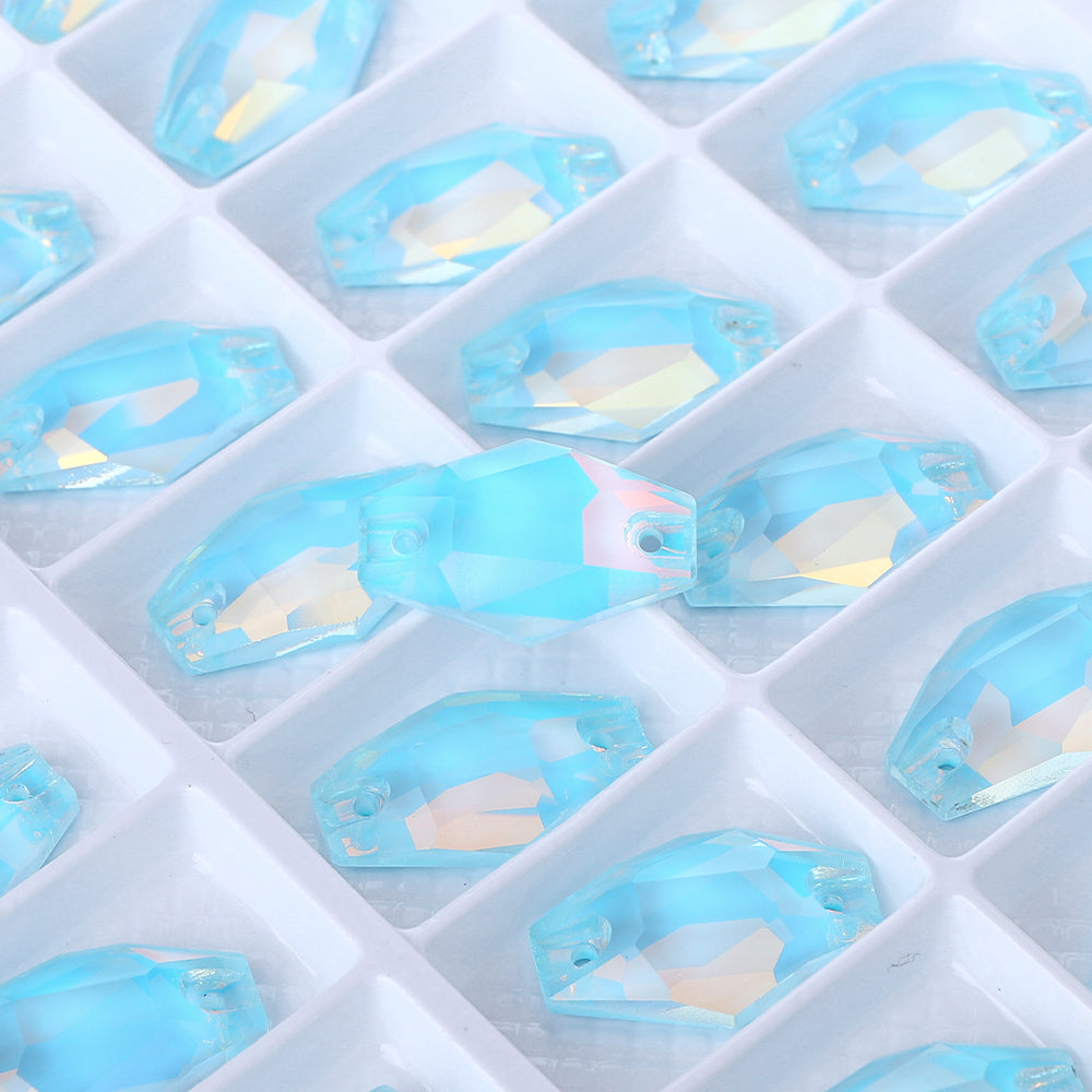 Aquamarine AM Hexagon Shape High Quality Glass Sew-on Rhinestones WholesaleRhinestone