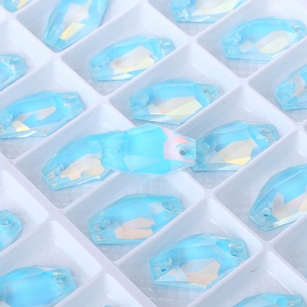 Aquamarine AM Hexagon Shape High Quality Glass Sew-on Rhinestones WholesaleRhinestone