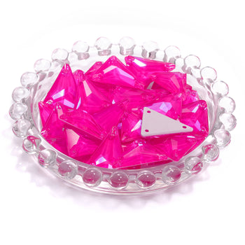 Electric Neon Fuchsia Slim Triangle Shape High Quality Glass Sew-on Rhinestones WholesaleRhinestone