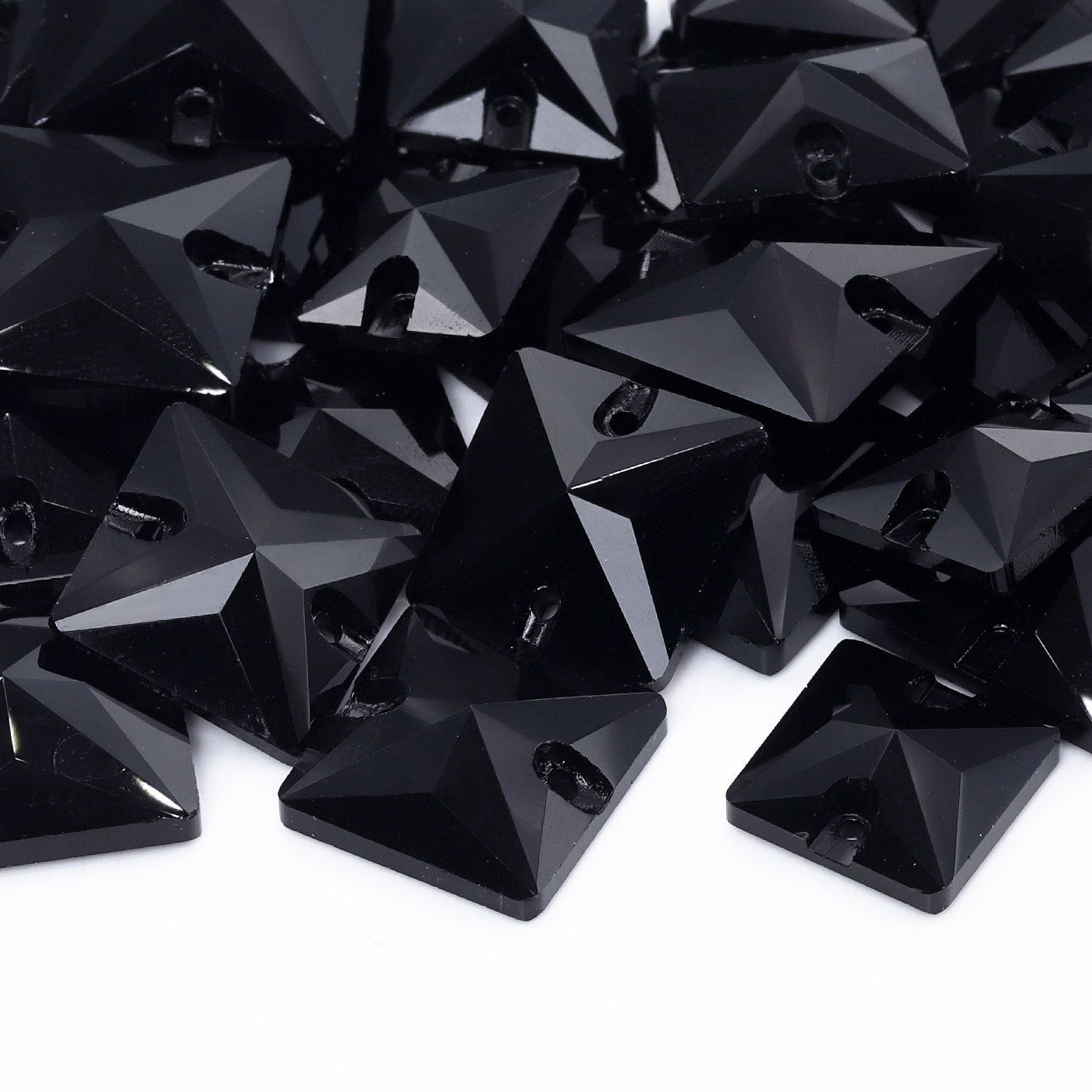 Mixed Sizes Jet Square Shape High Quality Glass Sew-on Rhinestones